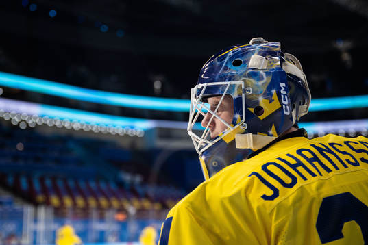 Goaltender Lars Johansson of Sweden