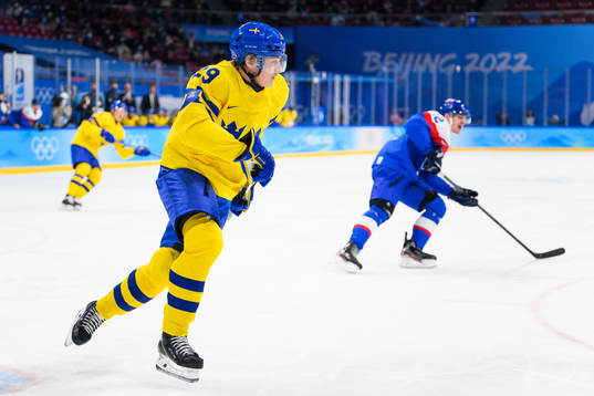 Pontus Holmberg of Sweden in an ice hockey preliminary