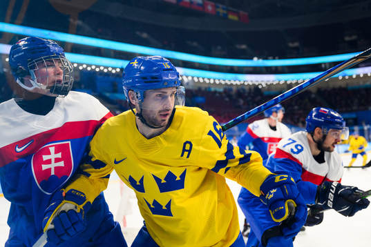 Marcus Krüger of Sweden in an ice hockey preliminary round