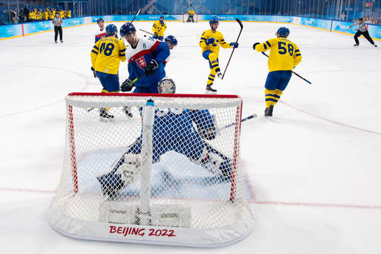 Lucas Wallmark of Sweden celebrates scoring the 2-0 goal in