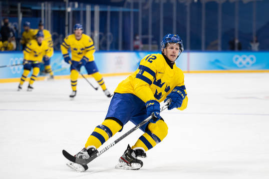 Max Friberg of Sweden in an ice hockey preliminary round