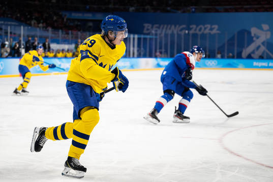Pontus Holmberg of Sweden in an ice hockey preliminary