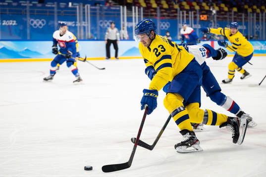 Lucas Wallmark of Sweden in an ice hockey preliminary round