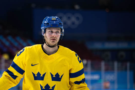 Lucas Wallmark of Sweden in an ice hockey preliminary round