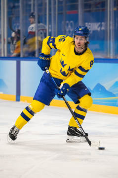 Mathias Bromé of Sweden in an ice hockey preliminary round