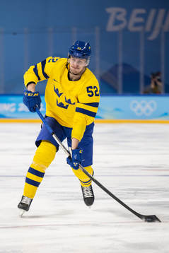 Philip Holm of Sweden in an ice hockey preliminary round