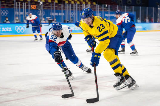 Lucas Wallmark of Sweden in an ice hockey preliminary round
