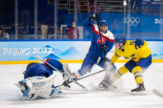Martin Marincin of Slovakia and Gustav Rydahl of Sweden in