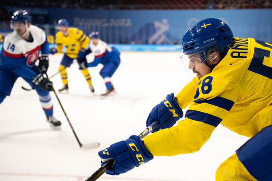 Anton Lander of Sweden in an ice hockey preliminary round