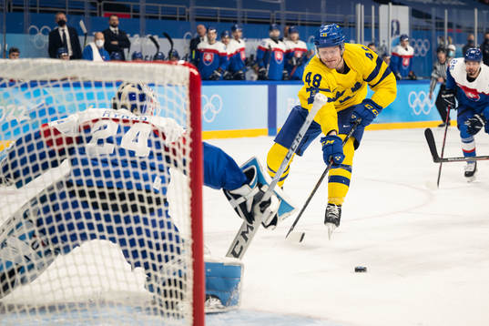 Carl Klingberg of Sweden in an ice hockey preliminary round