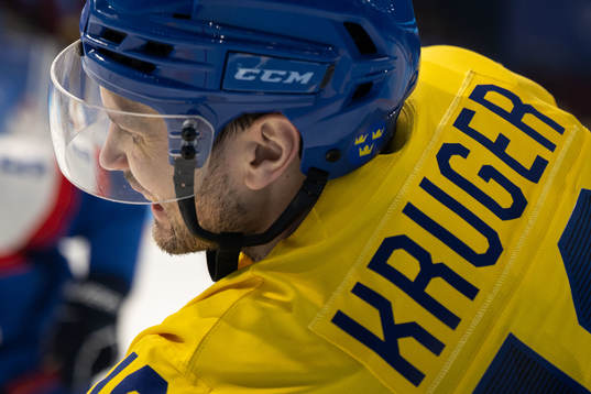 Marcus Krüger of Sweden in an ice hockey preliminary round