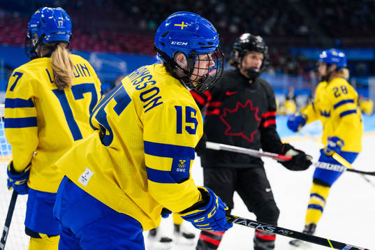 Lisa Johansson of Sweden in an ice hockey quarter final