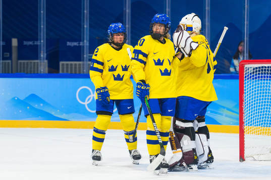Mina Waxin and goaltender Emma Söderberg of Sweden looks