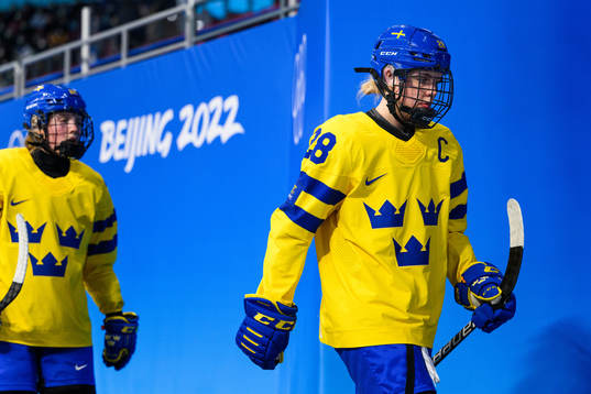 Michelle Löwenhielm of Sweden looks dejected in an ice