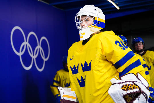 Goaltender Emma Söderberg of Sweden in an ice hockey