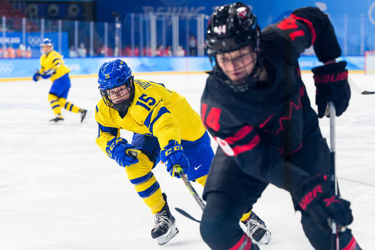Lisa Johansson of Sweden in an ice hockey quarter final