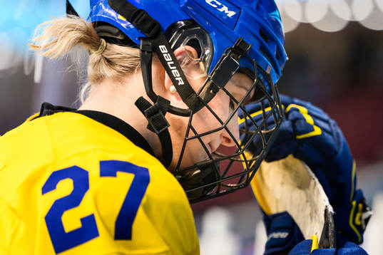 Emma Nordin of Sweden in an ice hockey quarter final game