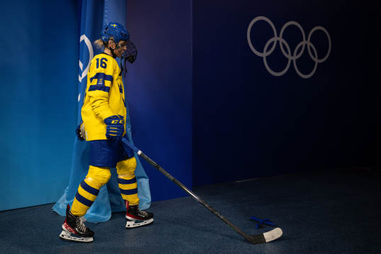 Lisa Johansson of Sweden in an ice hockey quarter final