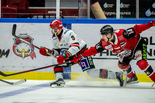 Frölundas Jan Mursak och Malmö Redhawks Carl-Johan Lerby