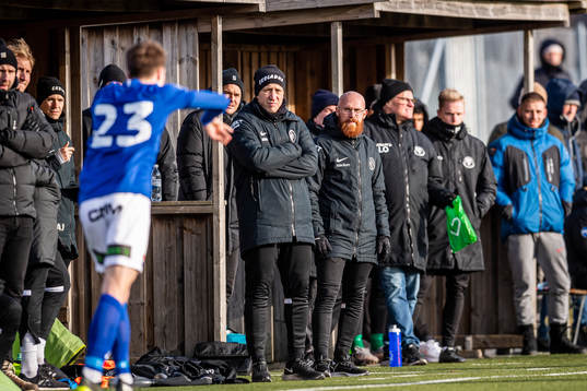 Landskronas tränare Billy Magnusson och assisterande