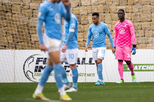 Goalkeeper Ismael Diawara  of Malmö FF looks dejected