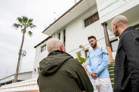 Erdal Rakip of Malmö FF talks with the media