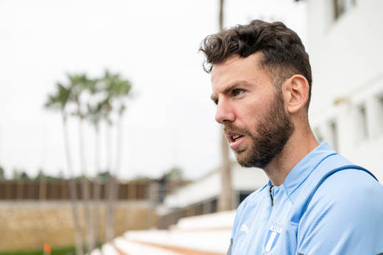 Erdal Rakip of Malmö FF talks to the media