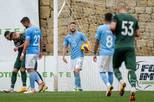 Lasse Nielsen of Malmö FF looks dejected