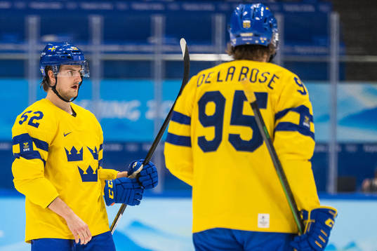 Philip Holm of Sweden in an ice hockey preliminary round