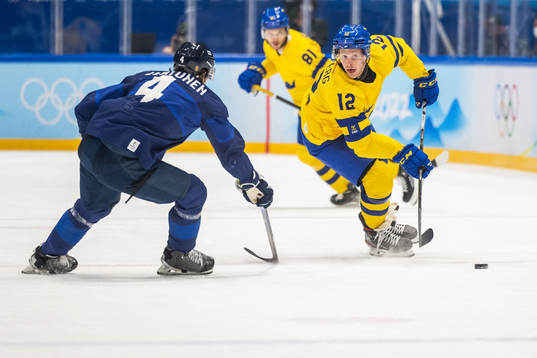 Mikko Lehtonen of Finland and Max Friberg of Sweden in an