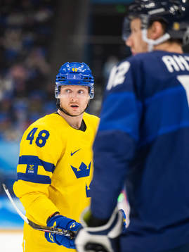 Carl Klingberg of Sweden in an ice hockey preliminary round