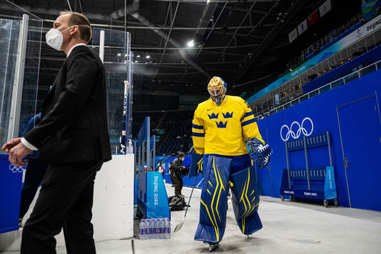 Goaltender Magnus Hellberg of Sweden