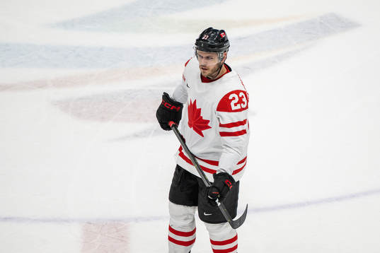 Tyler Wotherspoon of Canada in an ice hockey preliminary
