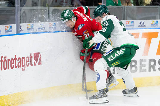 Frölundas Nicklas Lasu  och Färjestads Joel Nyström
