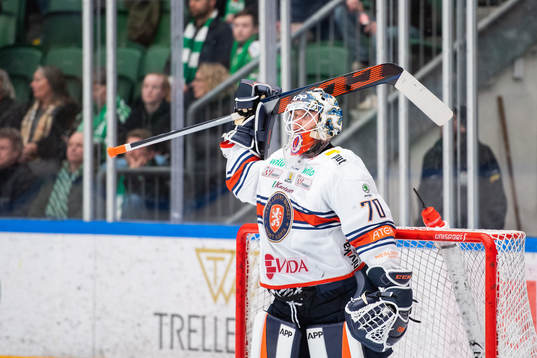 Växjös målvakt Adam Åhman jublar