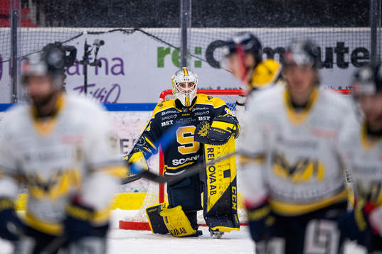 Södertäljes målvakt Nikita Tolopilo deppar