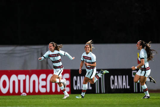Tatiana Pinto and Andreia Norton of Portugal celebrate the