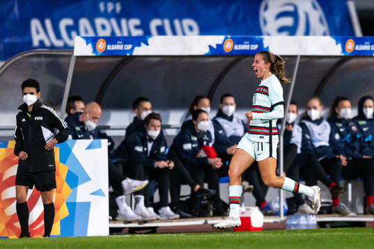 Tatiana Pinto of Portugal celebrates the 1-0 goal