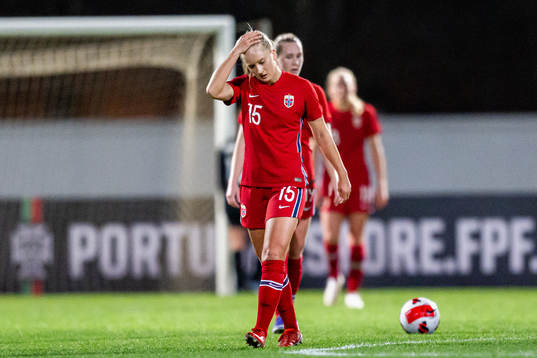 Amalie Vevle Eikeland of Norway looks dejected