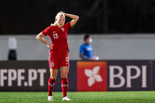 Guro Bergsvand of Norway looks dejected