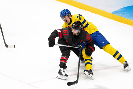 David Desharnais of Canada and Pontus Holmberg  of Sweden
