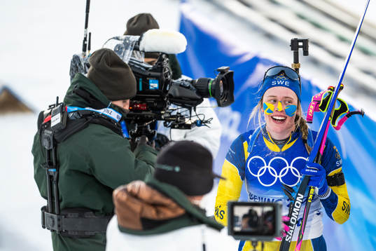 Elvira Öberg of Sweden celebrates