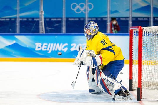 Goaltender Lars Johansson of Sweden