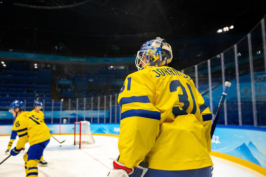 Goaltender Lars Johansson of Sweden