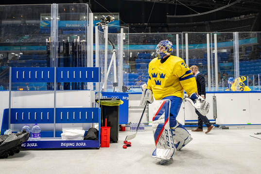 Goaltender Lars Johansson of Sweden