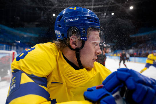 Fredrik Olofsson of Sweden in the men’s ice hockey