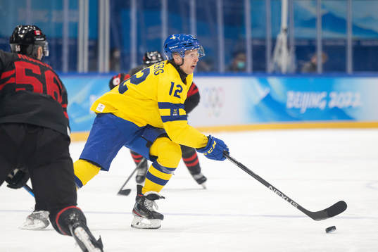 Max Friberg of Sweden in the men’s ice hockey