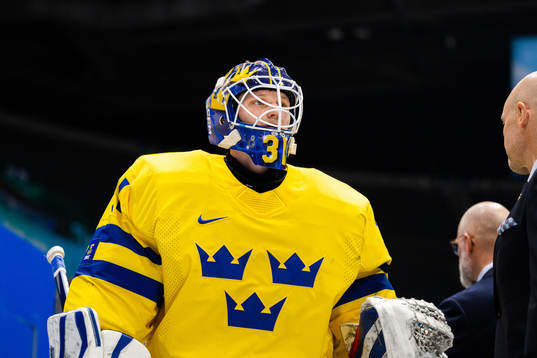 Goaltender Lars Johansson of Sweden in the men’s ice