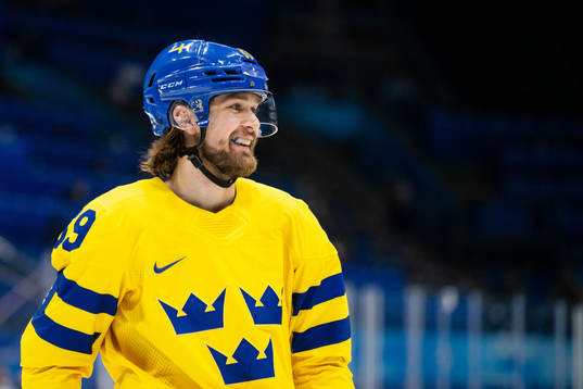 Linus Johansson of Sweden in the men’s ice hockey