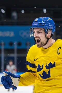 Anton Lander of Sweden celebrates